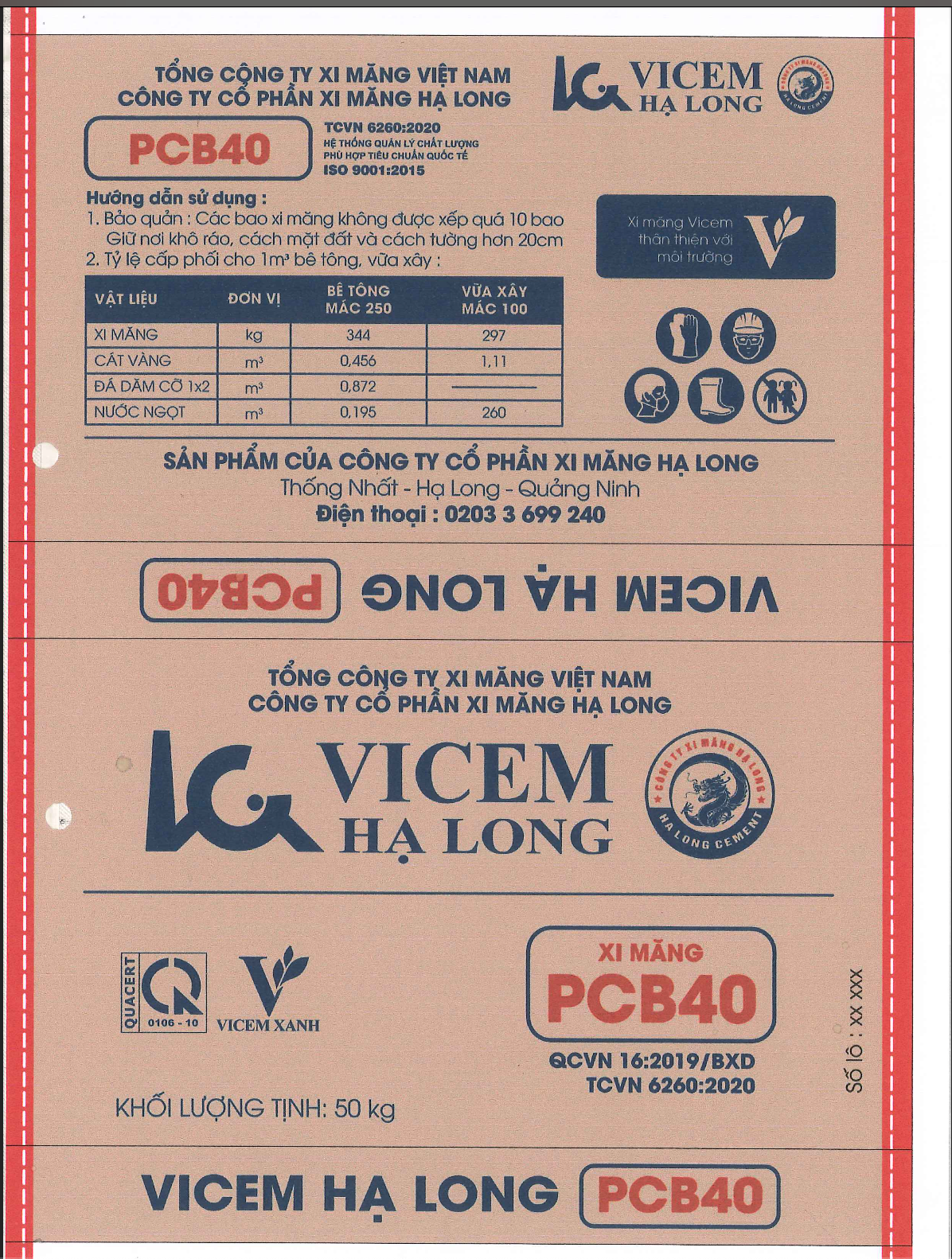 VICEM HẠ LONG THAY ĐỔI NHẬN DIỆN VỎ BAO XI MĂNG